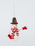 John Lewis Heirloom Splendour Snowman in Striped Scarf Felt Tree Decoration