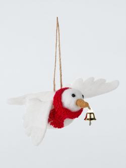 John Lewis Ancient Wonders Dove with Bell Felt Tree Decoration, White