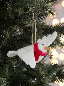 John Lewis Ancient Wonders Dove with Bell Felt Tree Decoration - view 2, White