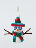 John Lewis Worldly Treasures Dressed Snowman Felt Tree Decoration