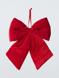 John Lewis Heirloom Splendour Velvet Bow Tree Decoration, Red, Red
