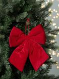 John Lewis Heirloom Splendour Velvet Bow Tree Decoration, Red