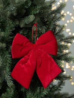 John Lewis Heirloom Splendour Velvet Bow Tree Decoration, Red - view 2, Red