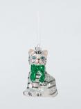 John Lewis Heirloom Splendour Cat with Green Scarf Bauble