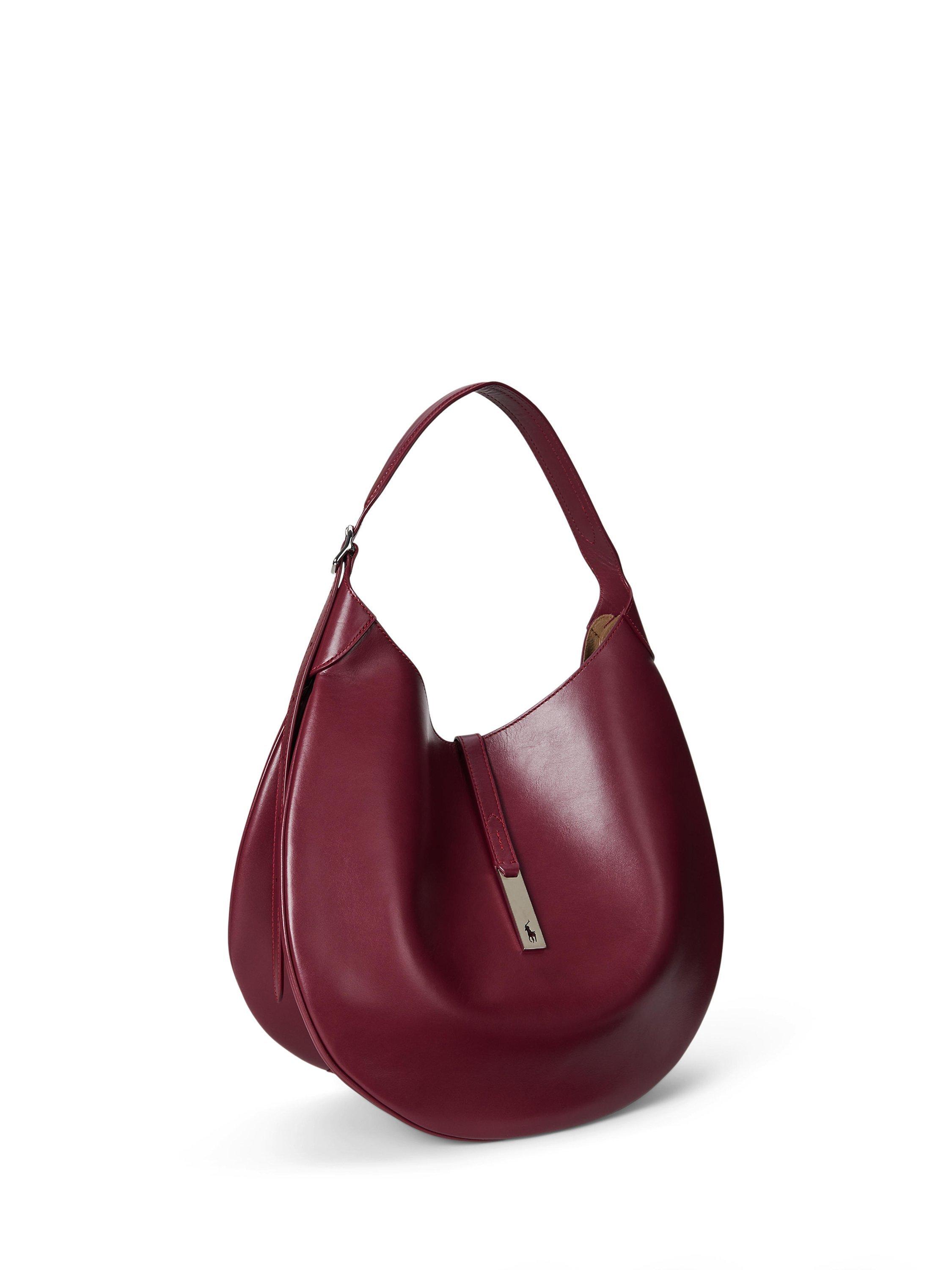Product image 2 of 5, which shows Polo Ralph Lauren Polo ID Leather Medium Shoulder Bag, Pomegranate