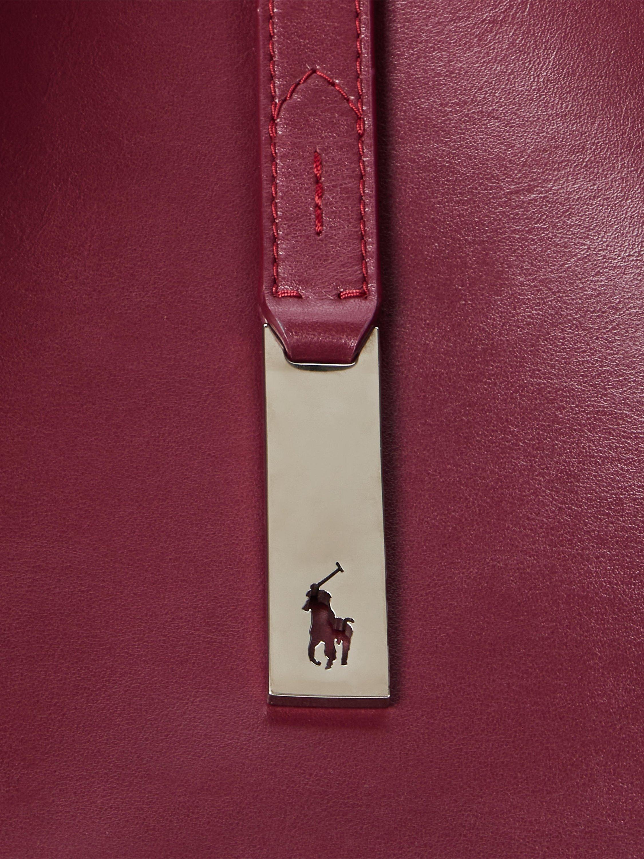 Product image 5 of 5, which shows Polo Ralph Lauren Polo ID Leather Medium Shoulder Bag, Pomegranate