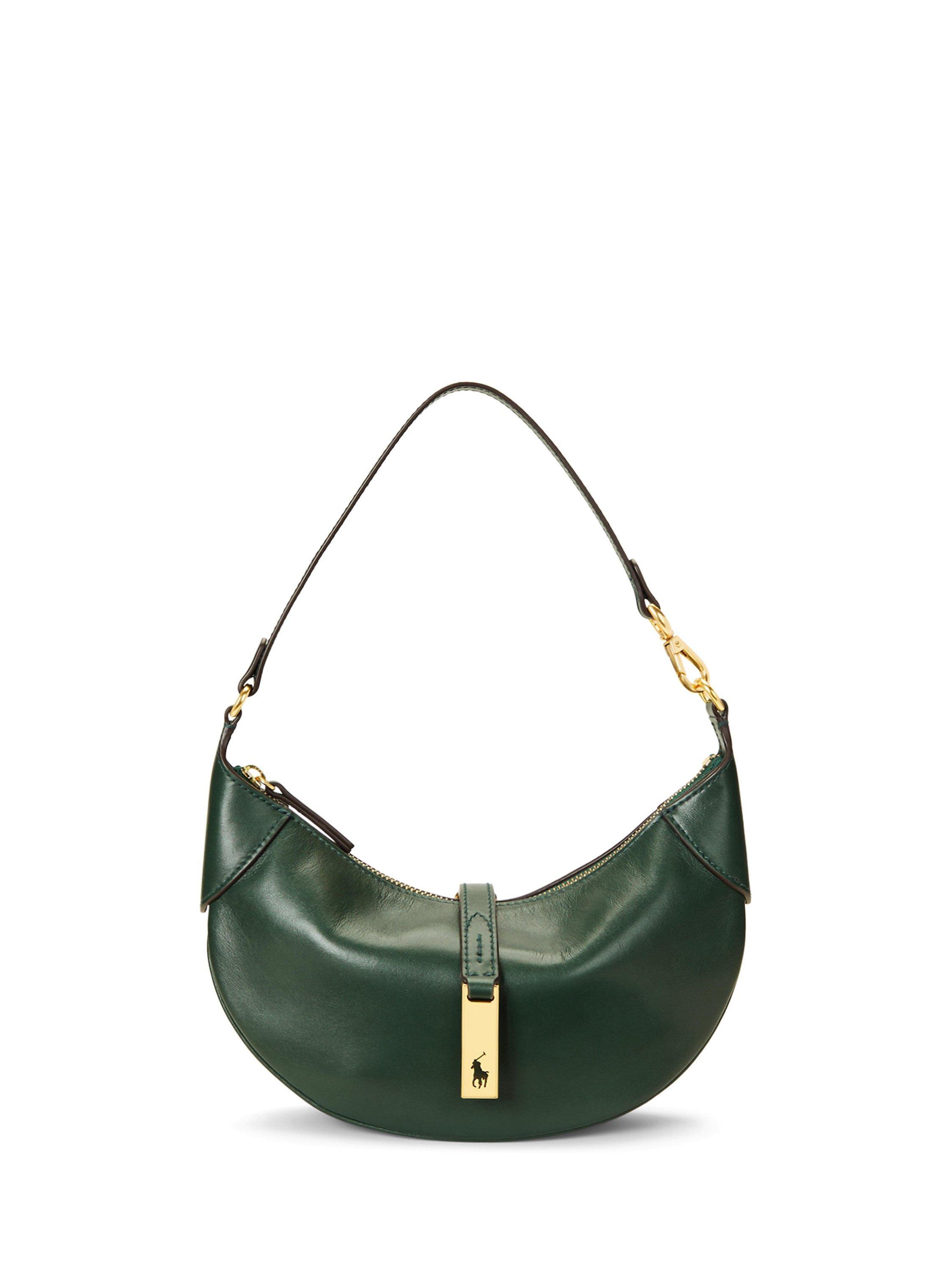 Product image 1 of 7, which shows Polo Ralph Lauren Polo ID Mini Leather Shoulder Bag, Green