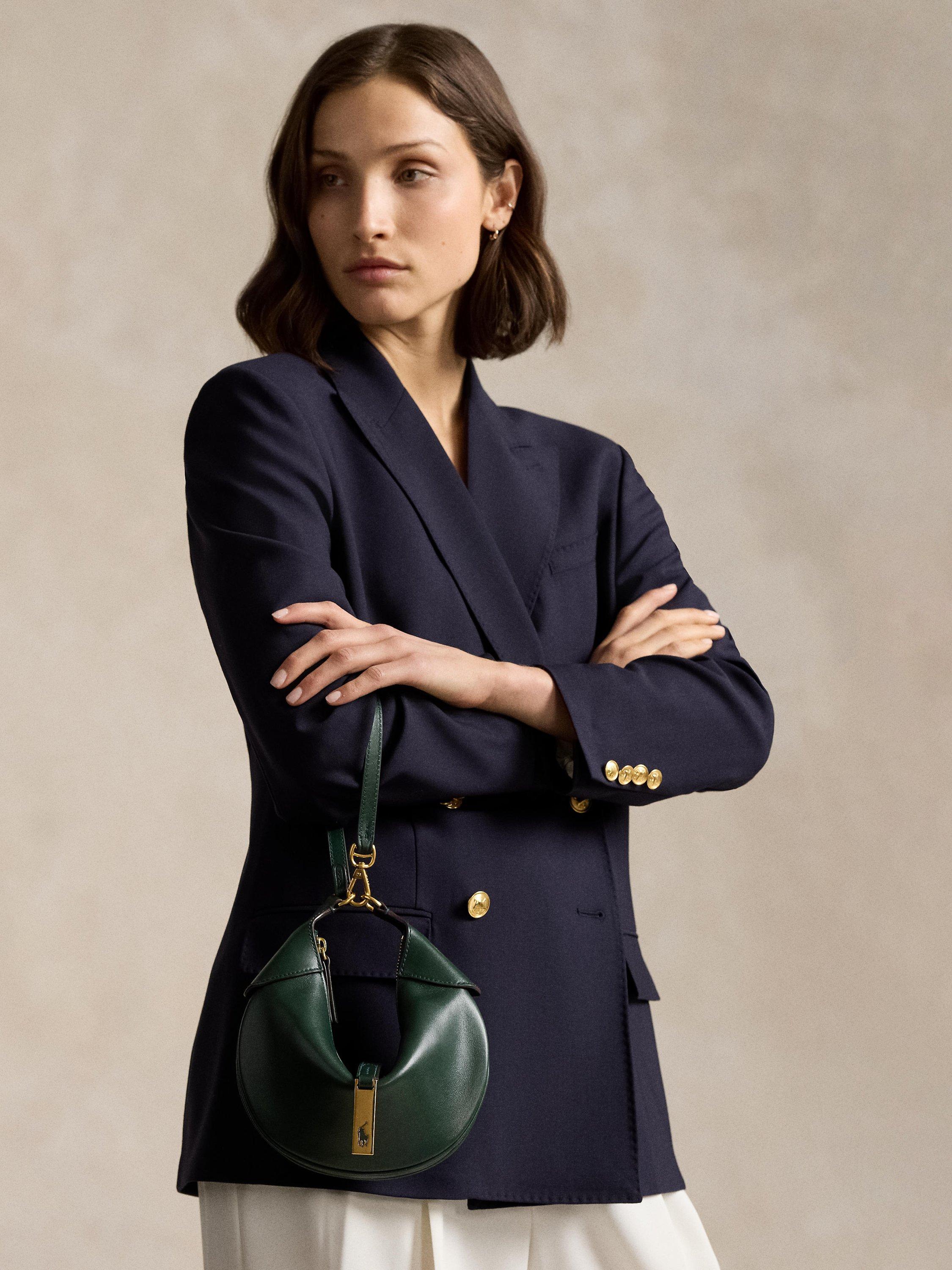 Product image 6 of 7, which shows Polo Ralph Lauren Polo ID Mini Leather Shoulder Bag, Green