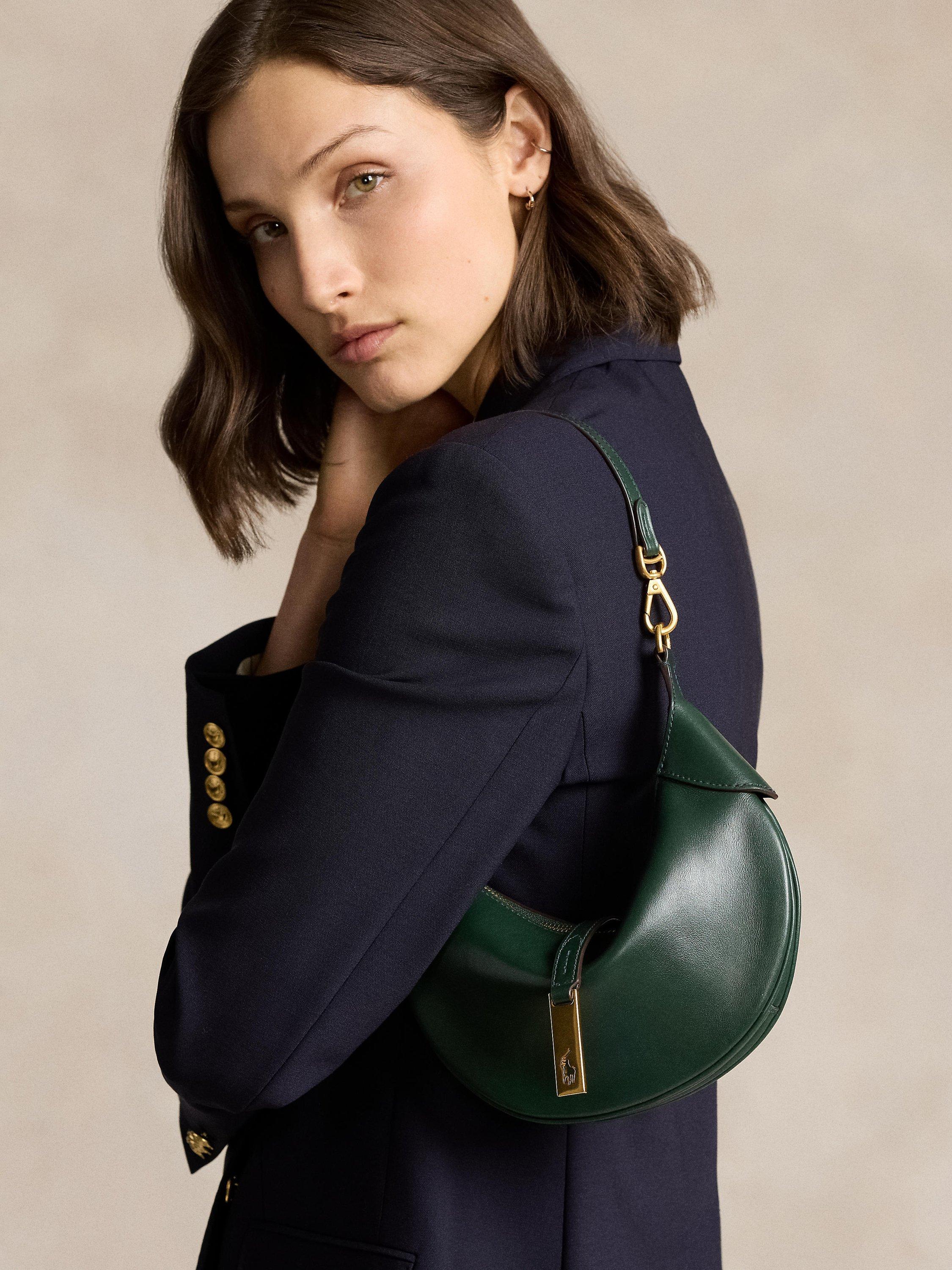 Product image 7 of 7, which shows Polo Ralph Lauren Polo ID Mini Leather Shoulder Bag, Green