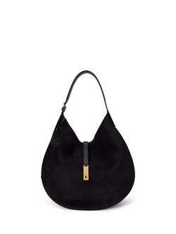 Polo Ralph Lauren Polo ID Suede Shoulder Bag, Black/G L, Black/G L