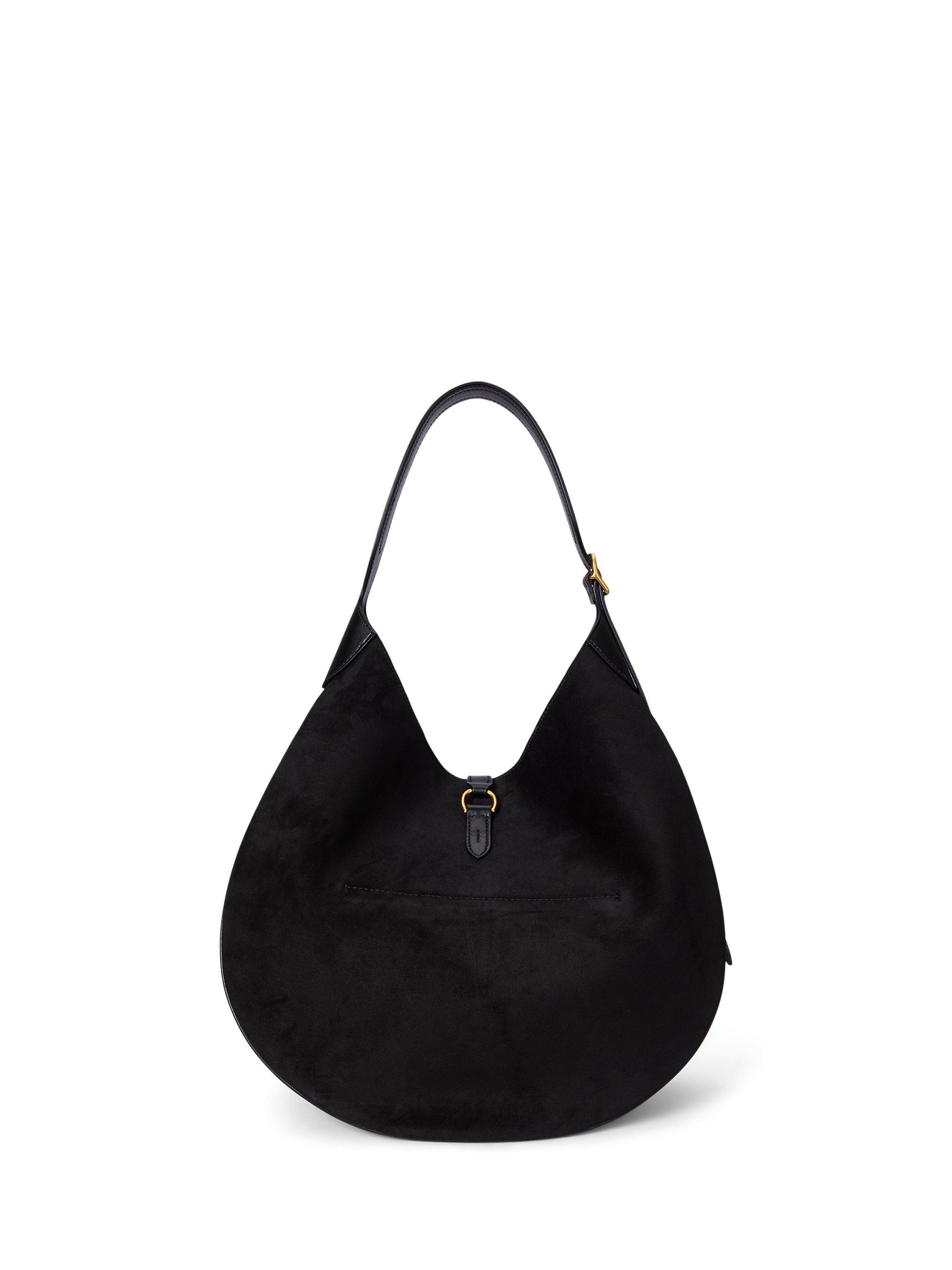 Product image 3 of 5, which shows Polo Ralph Lauren Polo ID Suede Shoulder Bag, Black/G L