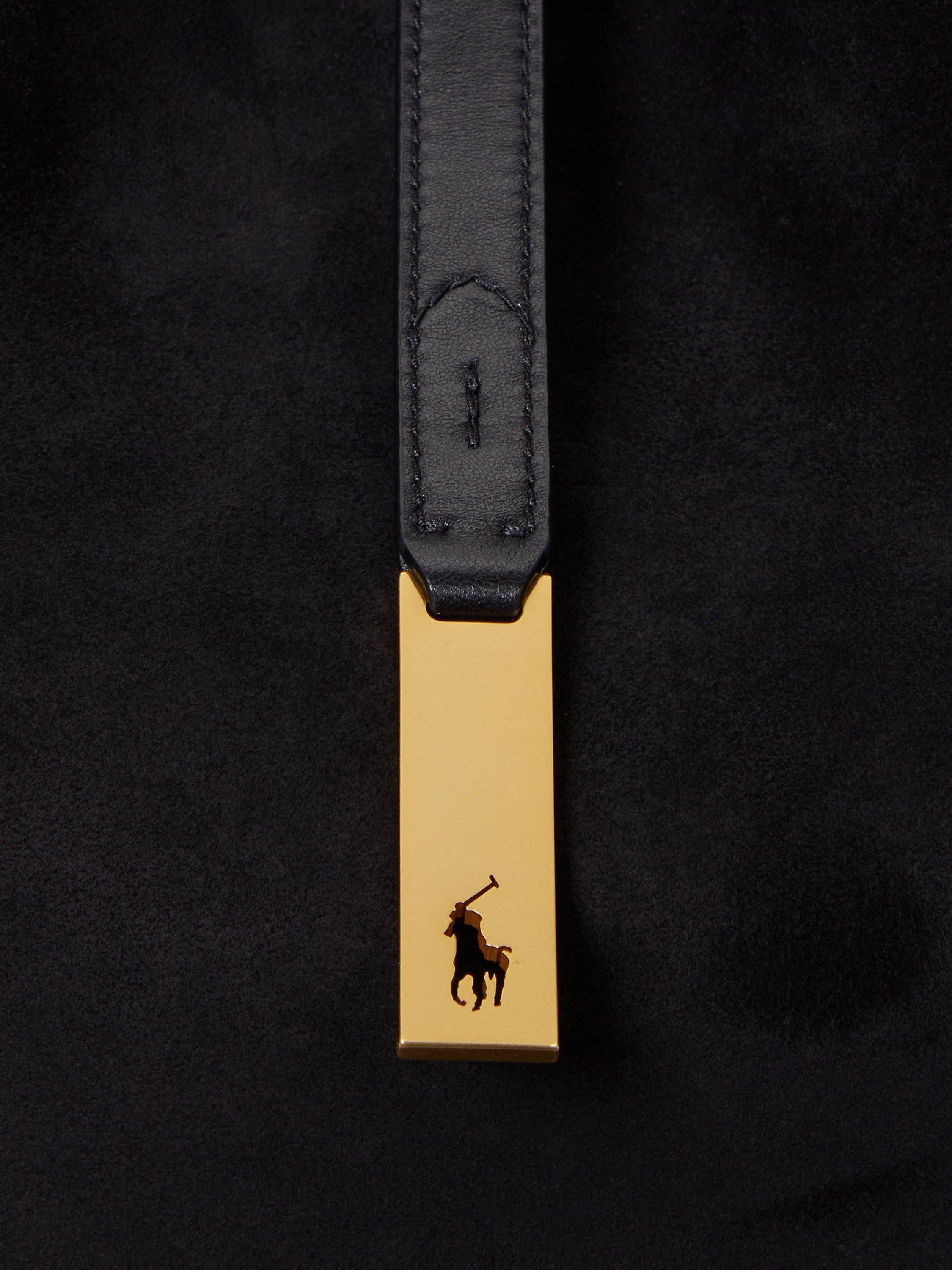 Product image 5 of 5, which shows Polo Ralph Lauren Polo ID Suede Shoulder Bag, Black/G L