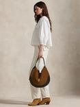 Polo Ralph Lauren Polo ID Suede Shoulder Bag, Brown Multi