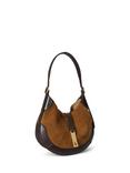 Polo Ralph Lauren Polo ID Suede Leather Small Shoulder Bag, Brown Multi