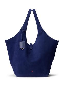Polo Ralph Lauren Polo Play Suede Large Tote Bag, Blue, Blue