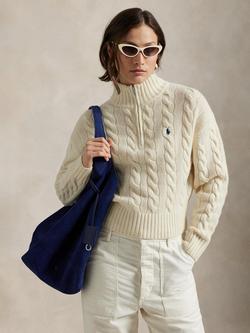 Polo Ralph Lauren Polo Play Suede Large Tote Bag, Blue - view 2, Blue