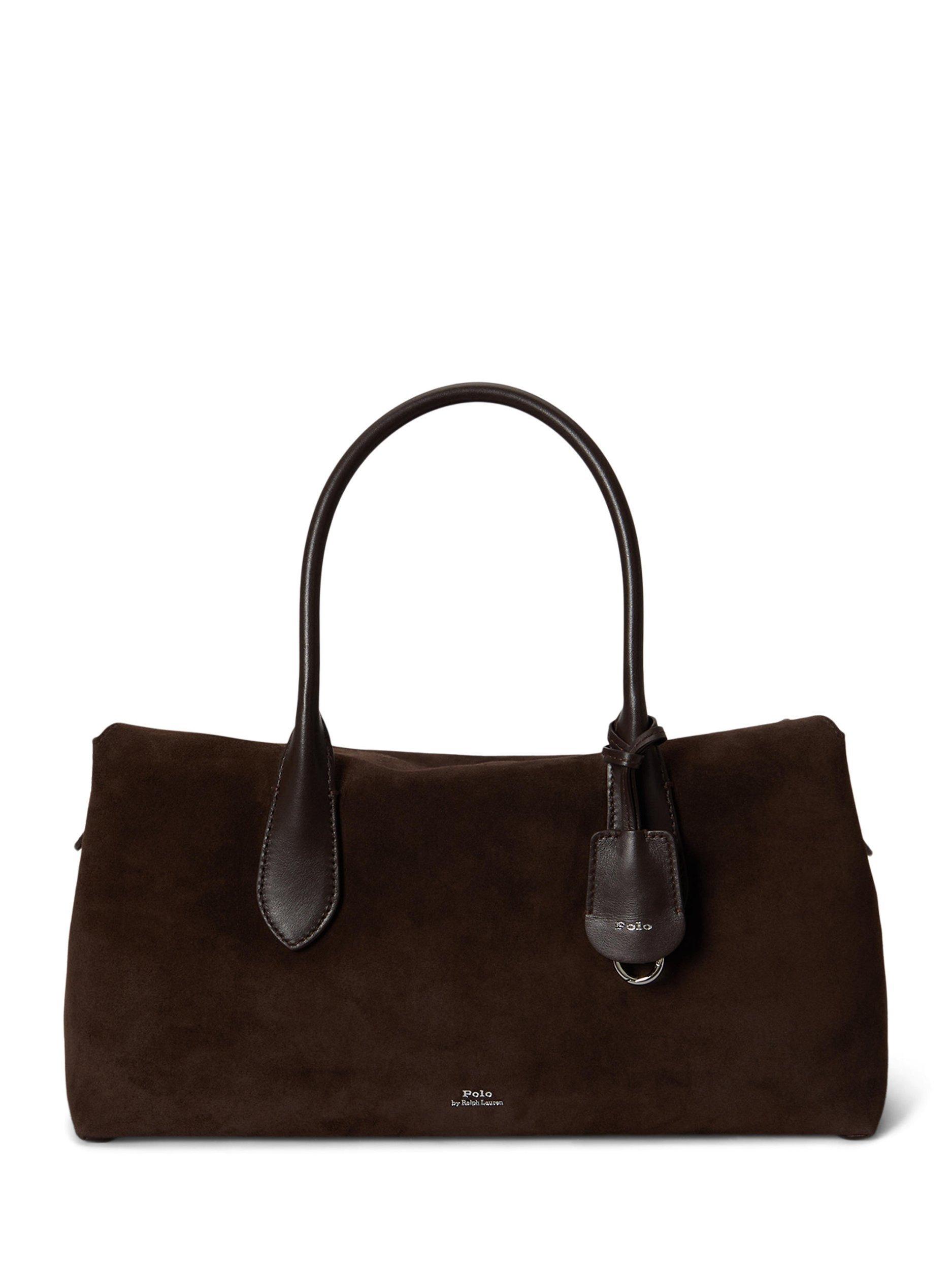 Product image 1 of 5, which shows Polo Ralph Lauren Bellport Suede Satchel, Chocolate