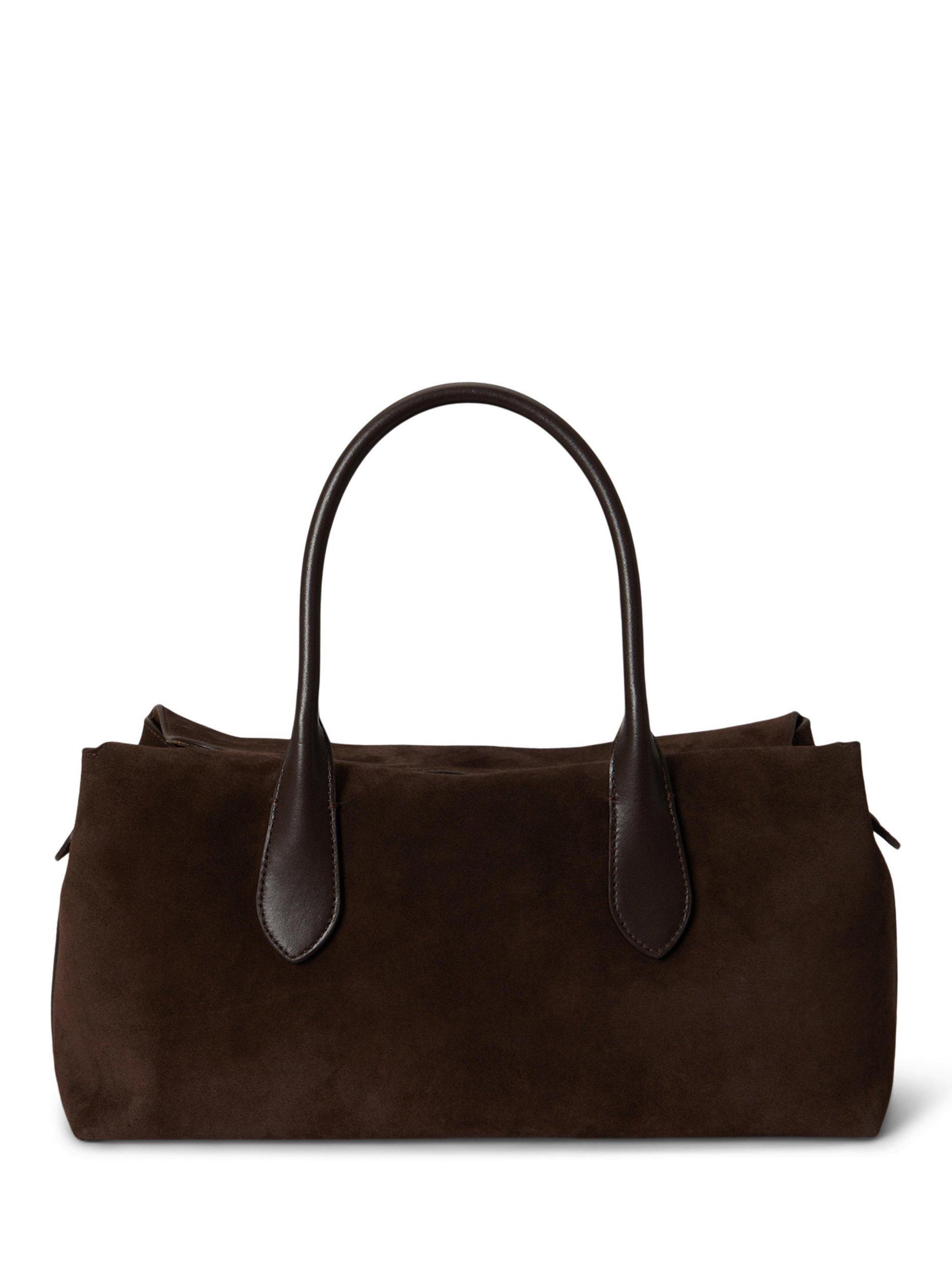 Product image 2 of 5, which shows Polo Ralph Lauren Bellport Suede Satchel, Chocolate