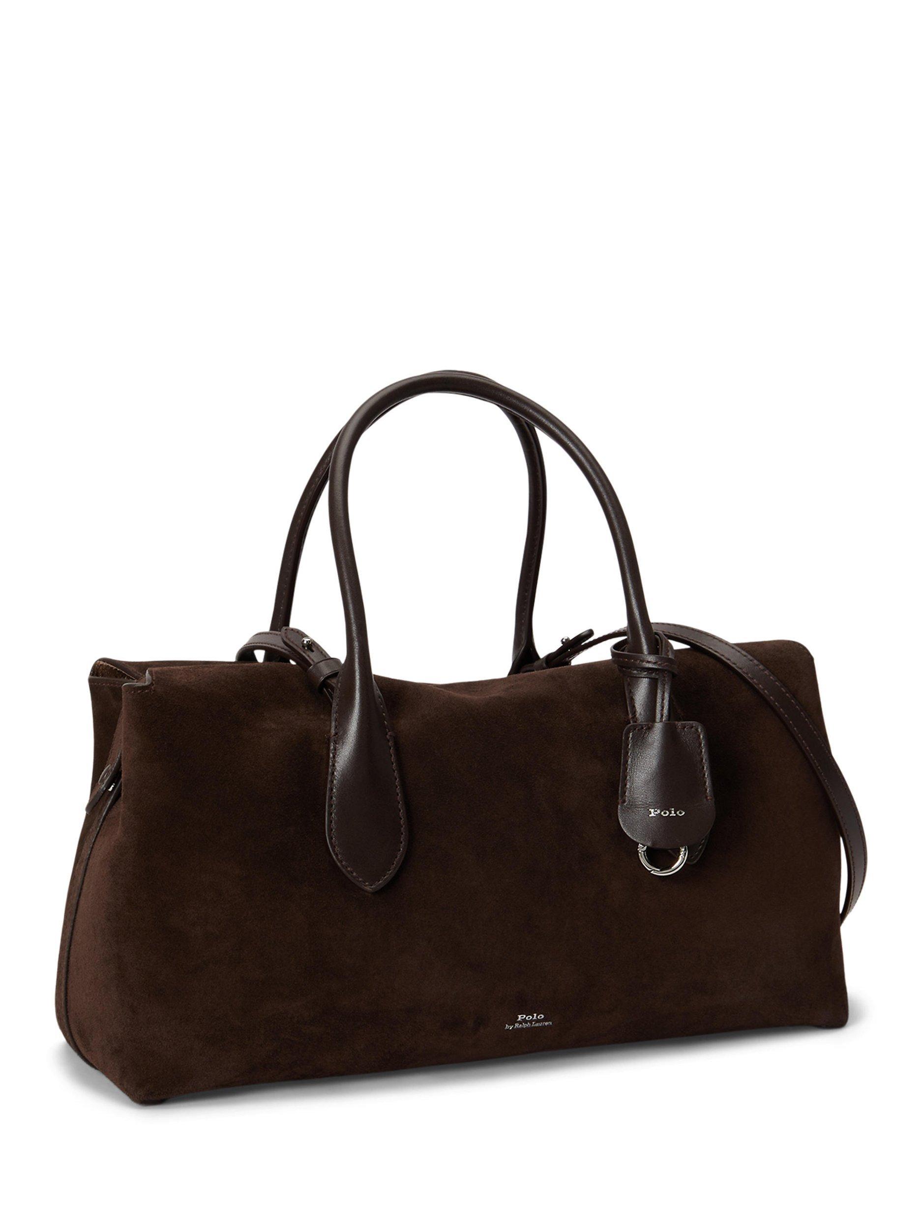 Product image 3 of 5, which shows Polo Ralph Lauren Bellport Suede Satchel, Chocolate