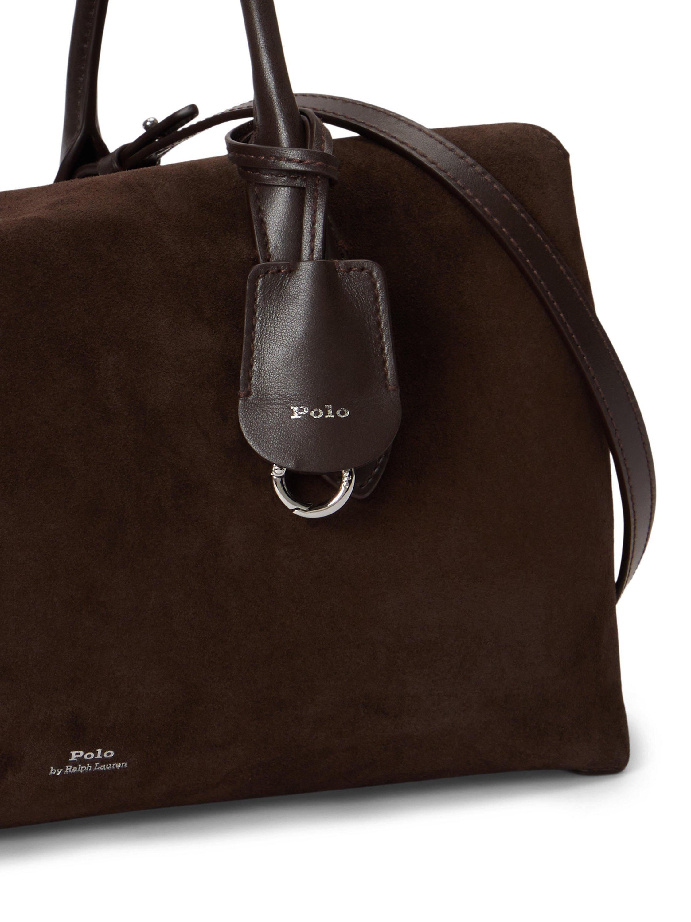 Product image 4 of 5, which shows Polo Ralph Lauren Bellport Suede Satchel, Chocolate