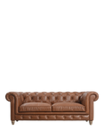 Halo Earle Chesterfield Large 3 Seater Leather Sofa, Riders Nut