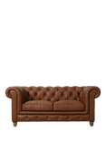 Halo Earle Chesterfield Medium 2 Seater Leather Sofa, Riders Nut