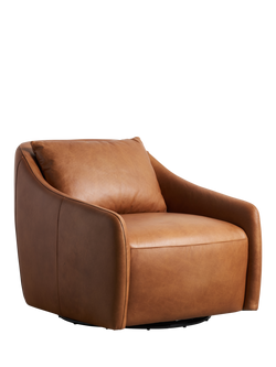 Halo Skylar Leather Swivel Armchair, Antique Chestnut, Antique Whiskey