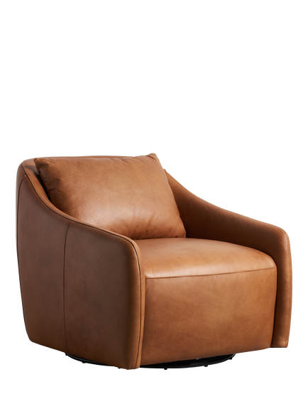 Halo Skylar Leather Swivel Armchair, Antique Chestnut, Antique Whiskey