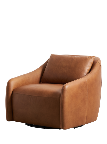Halo Skylar Leather Swivel Armchair, Antique Chestnut - view 2, Antique Whiskey