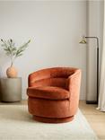 West Elm Viv Swivel Armchair, Burnt Umber Velvet