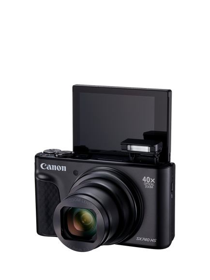 Canon PowerShot SX740 HS Lite Edition Digital Camera, 4K Ultra HD, 20.3MP, 40x Optical Zoom, Wi-Fi, Bluetooth,  3" Tiltable Screen, Black - view 2, Black