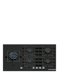 Bosch Series 6 PPM9A6I40 90cm Gas Hob, Black Tempered Glass, Black Tempered Glass
