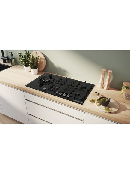 Bosch Series 6 PPM9A6I40 90cm Gas Hob, Black Tempered Glass - view 2, Black Tempered Glass