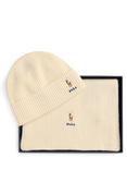 Polo Ralph Lauren Rib Knit Pure Wool Beanie & Scarf Gift Set