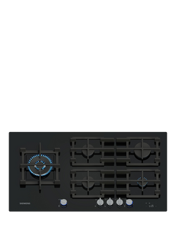 Siemens iQ700 ER9A6SH40 90cm Gas Hob, Black Tempered Glass, Black Tempered Glass