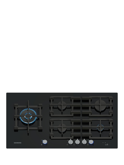 Siemens iQ700 ER9A6SH40 90cm Gas Hob, Black Tempered Glass, Black Tempered Glass