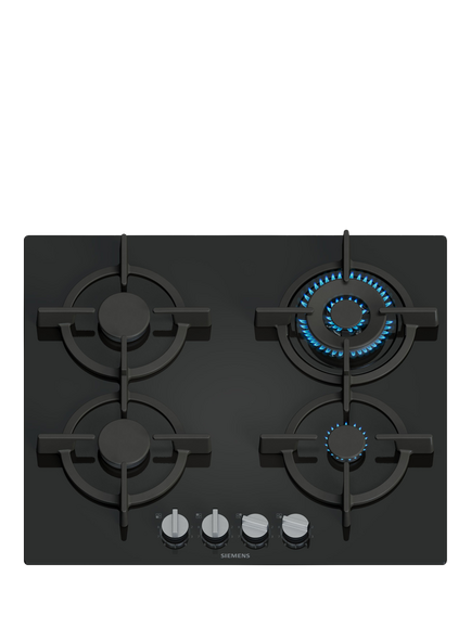 Siemens iQ500 EP6A6HI10 60cm Gas Hob, Black Tempered Glass, Black Tempered Glass