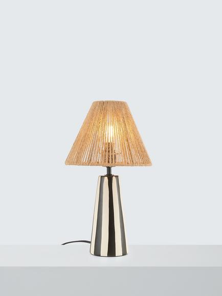 John Lewis Raya Striped Ceramic Base Table Lamp, Black/White, Black