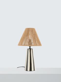 John Lewis Raya Striped Ceramic Base Table Lamp, Black/White - view 2, Black