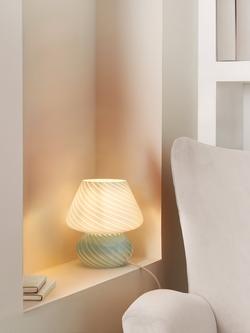 John Lewis Glass Mushroom Table Lamp - view 2, Haze Blue