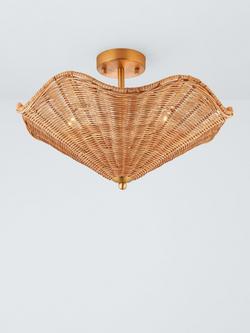 John Lewis Rattan Scallop Semi Flush Ceiling Light, Natural, Warm Brown Rattan