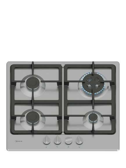 Neff N50 T26GKH8N0 58cm Gas Hob, Stainless Steel, Stainless Steel
