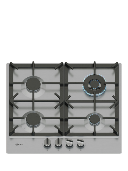 Neff N70 T26CIH8N0 58cm Gas Hob, Stainless Steel, Stainless Steel