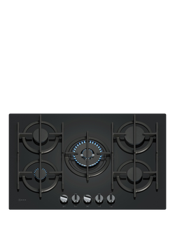 Neff N70 75cm Gas Hob, T27CIQ8N0, T27CIQ8S0, T27PIQ4S0, Black Tempered Glass