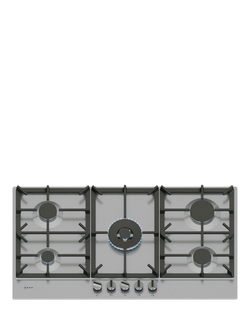 Neff N70 T29CIR8N0 90cm Gas Hob, Stainless Steel, Stainless Steel