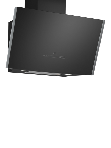 NEFF N90 D98IPT2S0B Angled Chimney Cooker Hood, Black Glass, Black Glass