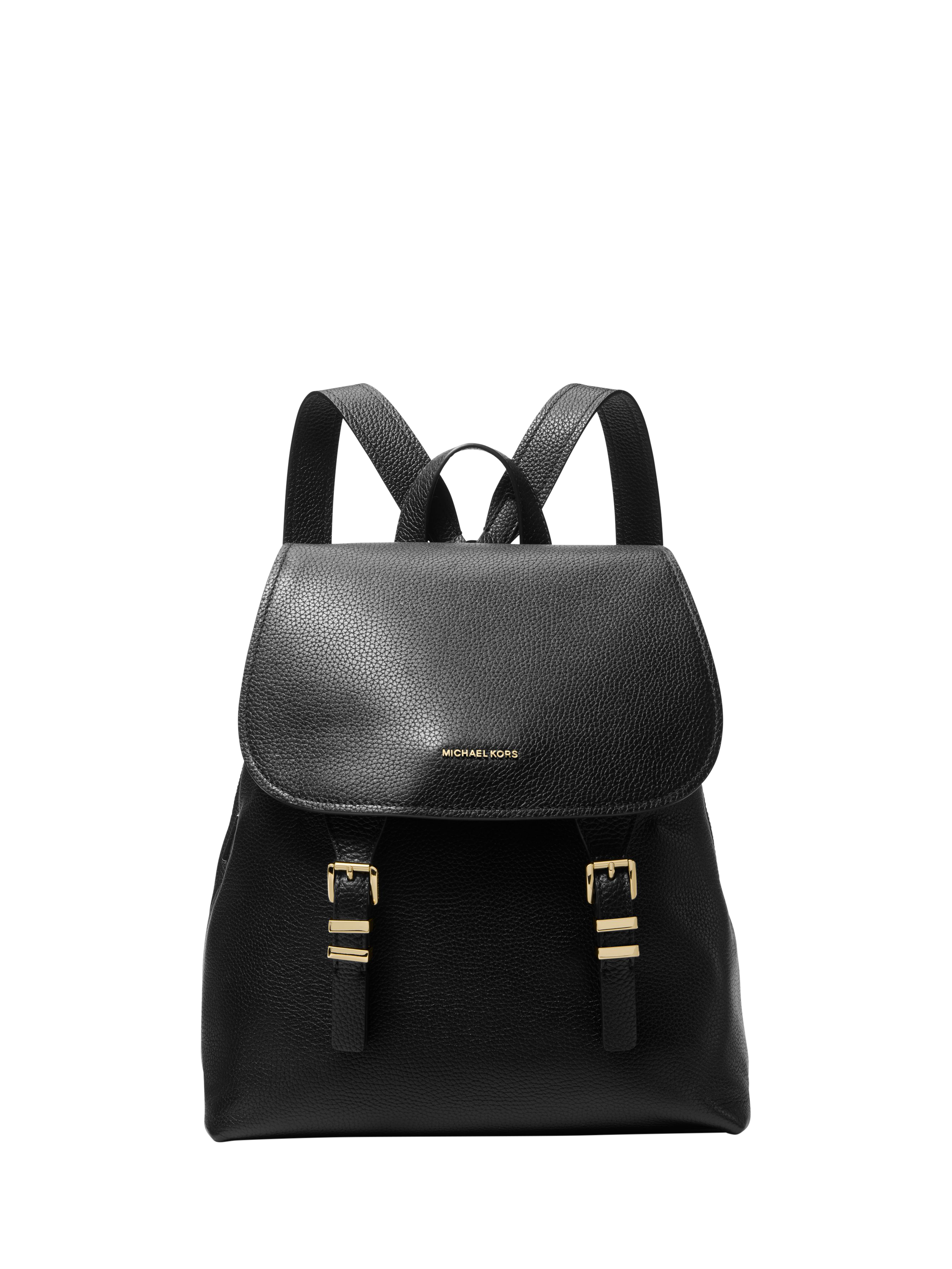 Product image 1 of 3, which shows Michael Kors Quinn Leather Luggage Backpack, Black