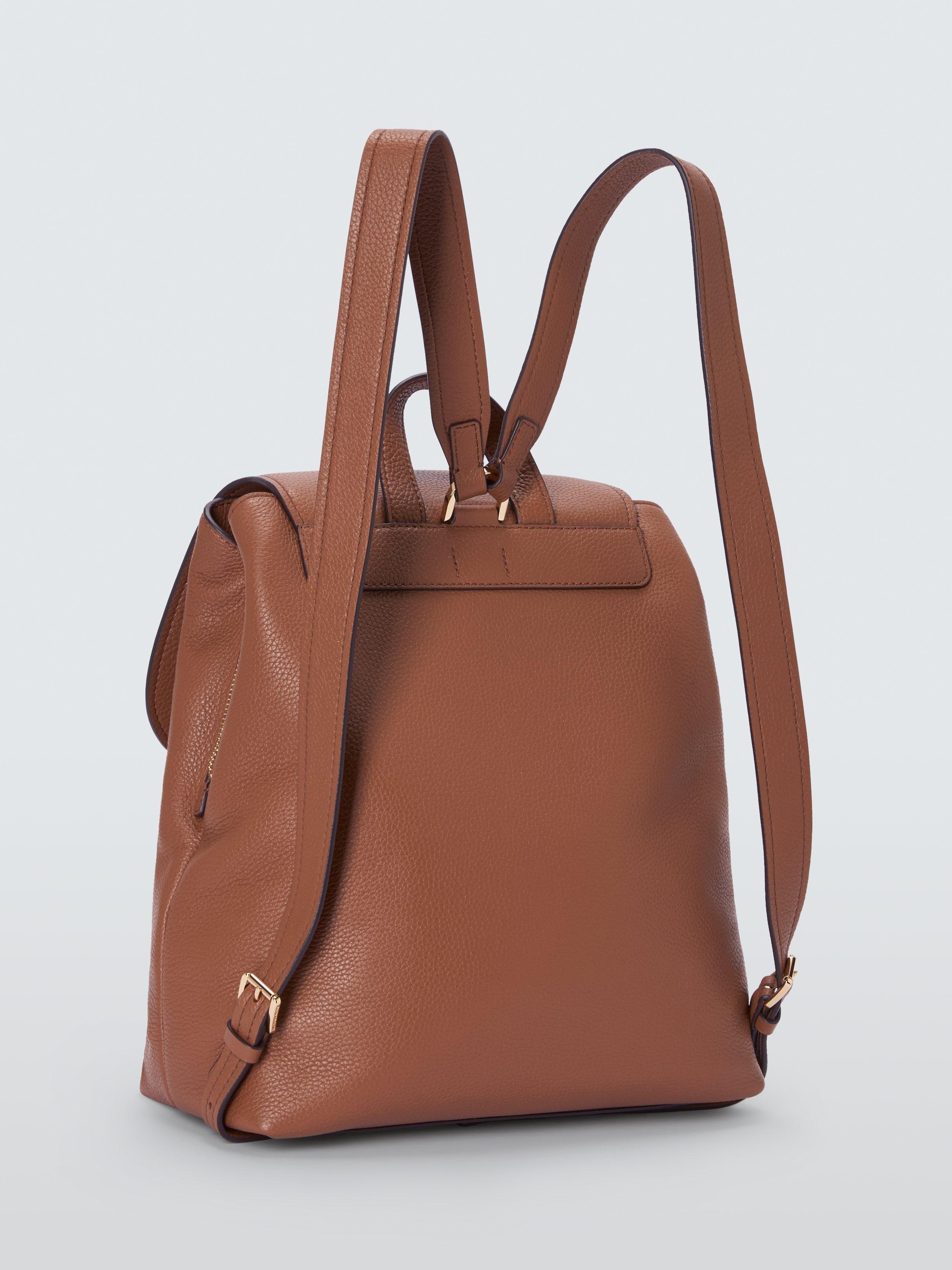 Product image 3 of 6, which shows Michael Kors Quinn Leather Luggage Backpack, Camel