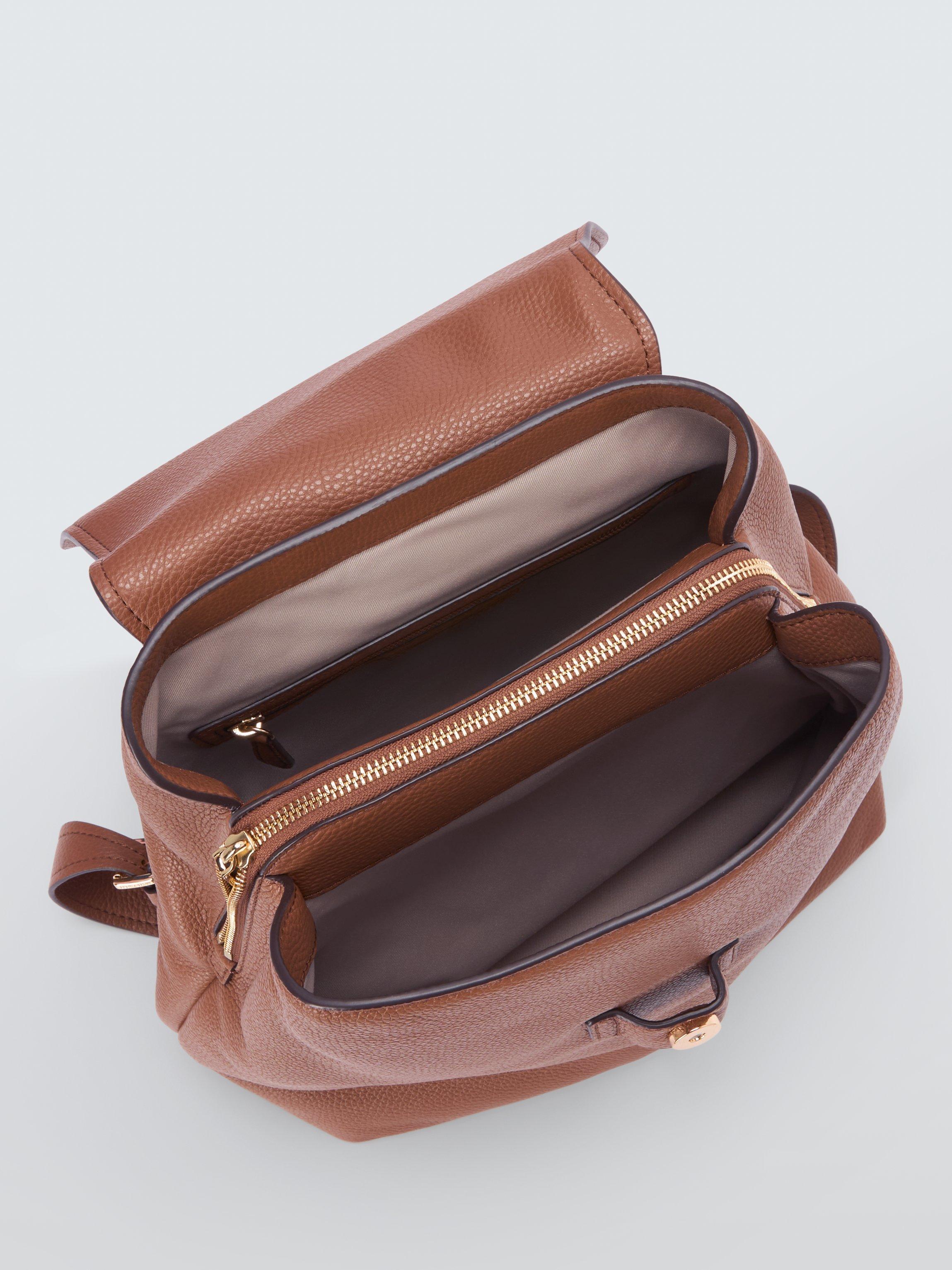 Product image 4 of 6, which shows Michael Kors Quinn Leather Luggage Backpack, Camel