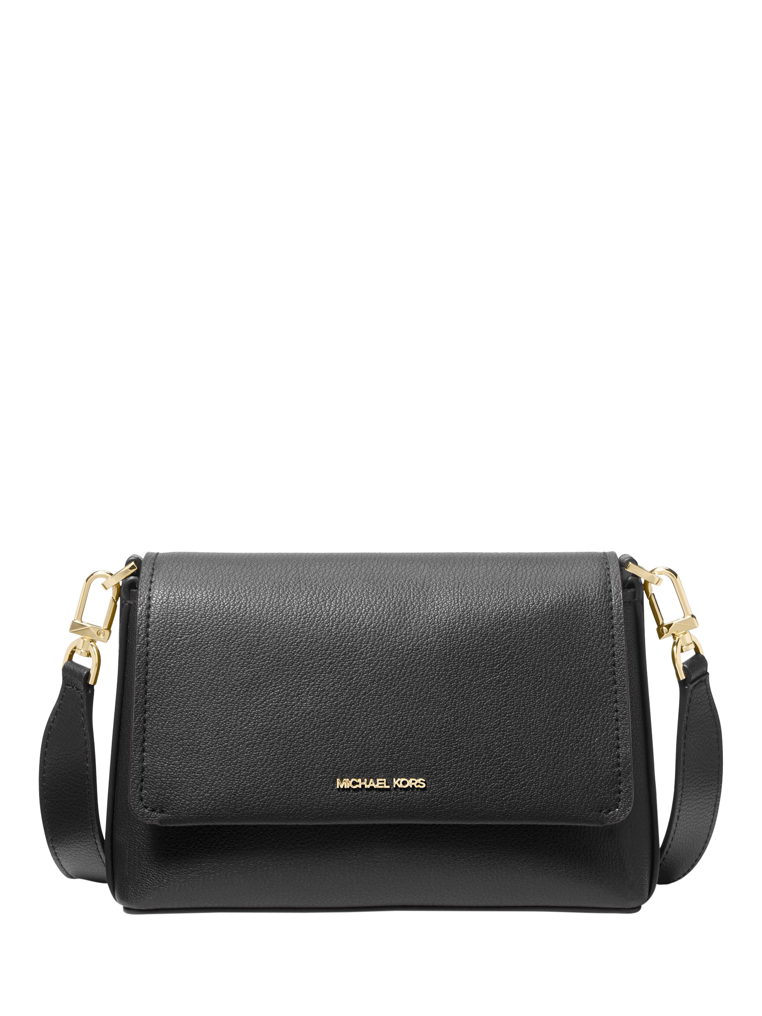 Product image 1 of 3, which shows Michael Kors Nessa Leather Cross body Messenger Bag, Black